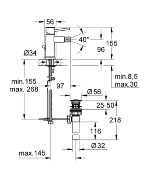 Смеситель однорычажный для биде Grohe BauClassic