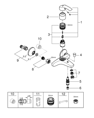 Набор для ванны Grohe Eurosmart (3 в 1)