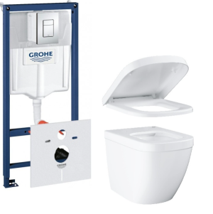 Комплект Grohe Euro Ceramic, инсталляционная система с подвесным унитазом с клавишей Skate