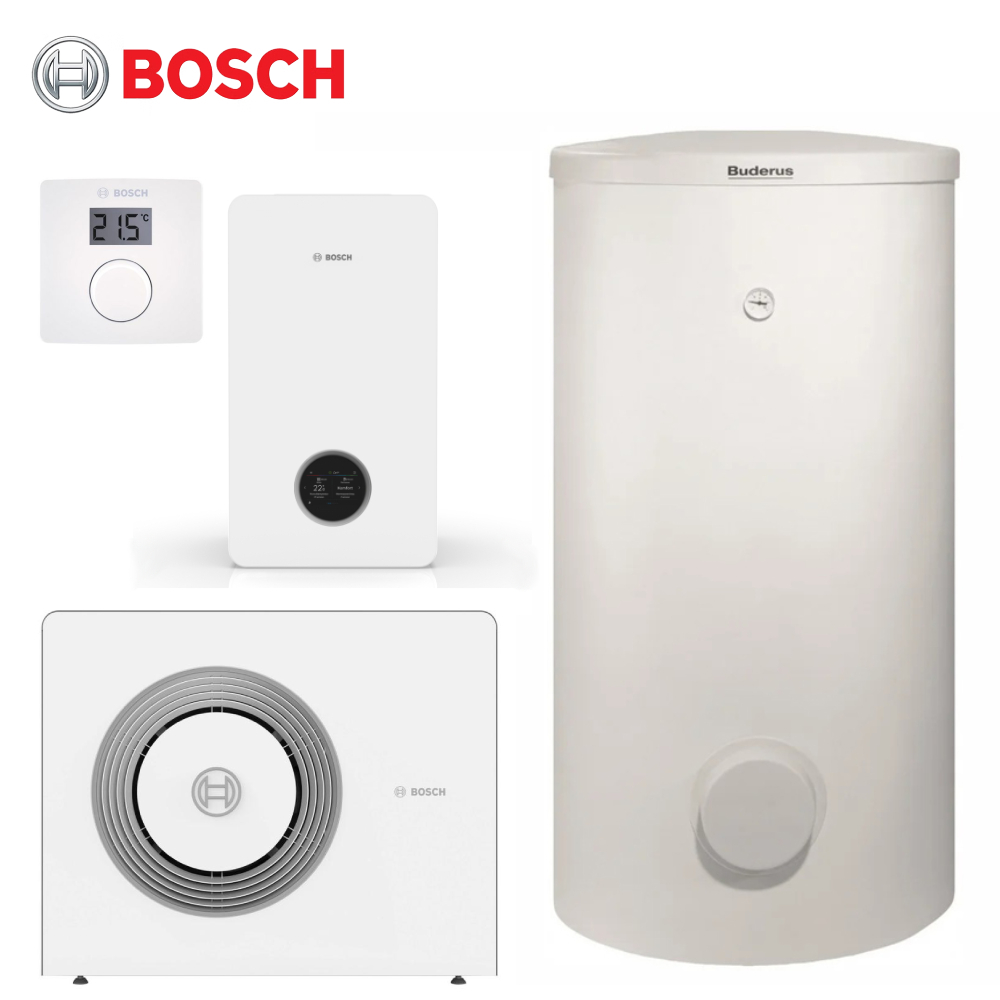 Пакетна пропозиція: Bosch Compress 5800i AWE 7, бак водонагрівач до теплових насосів SH290 RW, система керування CR10, комунікаціний модуль K30, комплектуючі